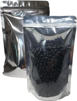 | 1 Pint Mylar Bags 6x9 - Pack Of 100 Clear bag Self-Stand-up with Aluminum Foil Back, Resealable Ziplock and Heat Sealable for Food Storage
