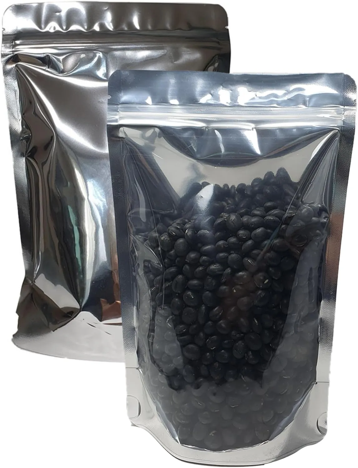 | 1 Pint Mylar Bags 6x9 - Pack Of 100 Clear bag Self-Stand-up with Aluminum Foil Back, Resealable Ziplock and Heat Sealable for Food Storage