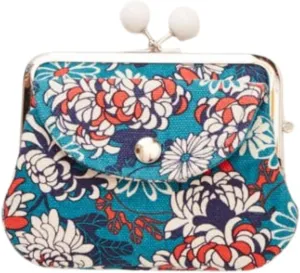 [倭物や Kaya] Waka Gamaguchi - Purse with Clasp / Japanese Flower Design Japanese Retro Parent and Child Purse Partition 7JMP7207 Chrysanthemum