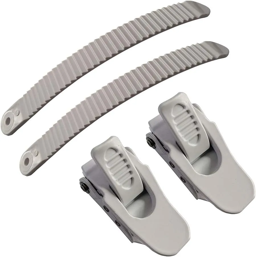 1 Sets White Snowboard Binding Parts 2 Buckles and 2 Straps for Snowboard Strap-in Toe Tongue Binding System (Big Type)