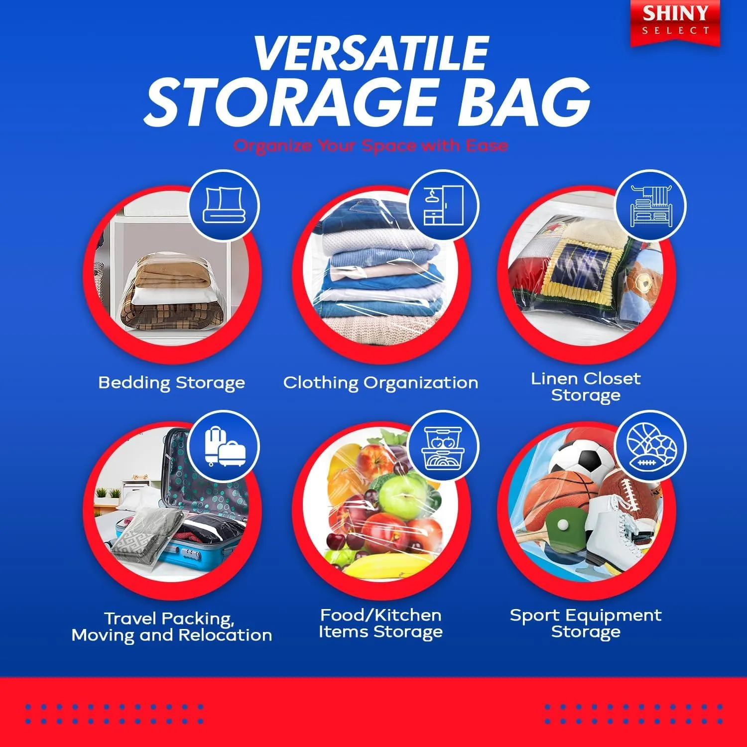 10 Gallon Jumbo Storage Bag with Handle Huge Size 24"x24" Resealable Zipper Top Super Clear Big Strong Thick Plastic Extra Large XL 4 Mil Heavy Duty for Linens, Baby Items, Swimming, Vacation, Sports
