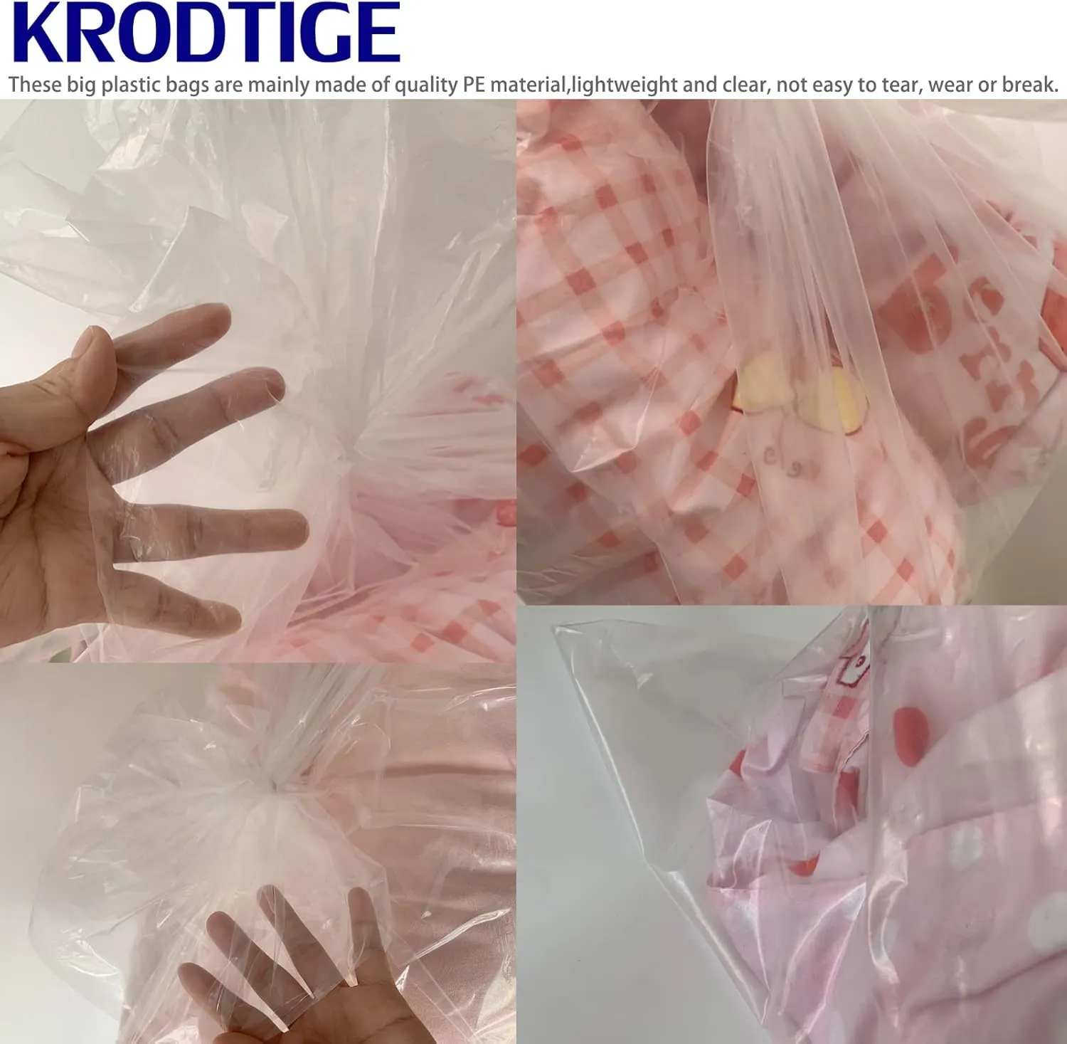 10 Pack 32 * 47 inches 2 Mil Large Flat Clear Big Dustproof Moistureproof Plastic Storage Bags, Perfect for Clothes and Big Plush Toys Luggage, Blanket, Duvets,Pillows, Reusable (10 Bags 10 Ties)