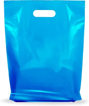 100 Blue Color Bulk Glossy Merchandise Bags 9 x12x1.25 in - Plastic Shopping Bags with Handles - Shopping Bags for Boutique, Business, Toy Store by Popular Plastic Bags