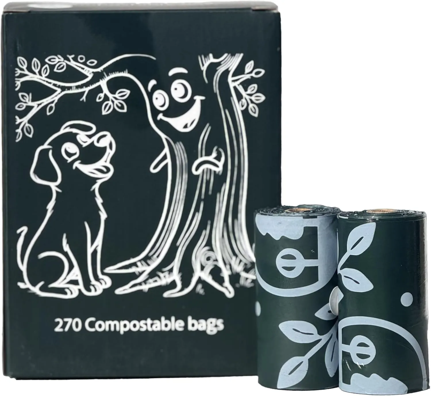 100% certified home compostable pet waste bags - ASTM D6400 EN13432 & TUV Austria Home compostable compliant. Extra large dog poop bags rolls for dogs of every size [18 rolls/box =270 bags].