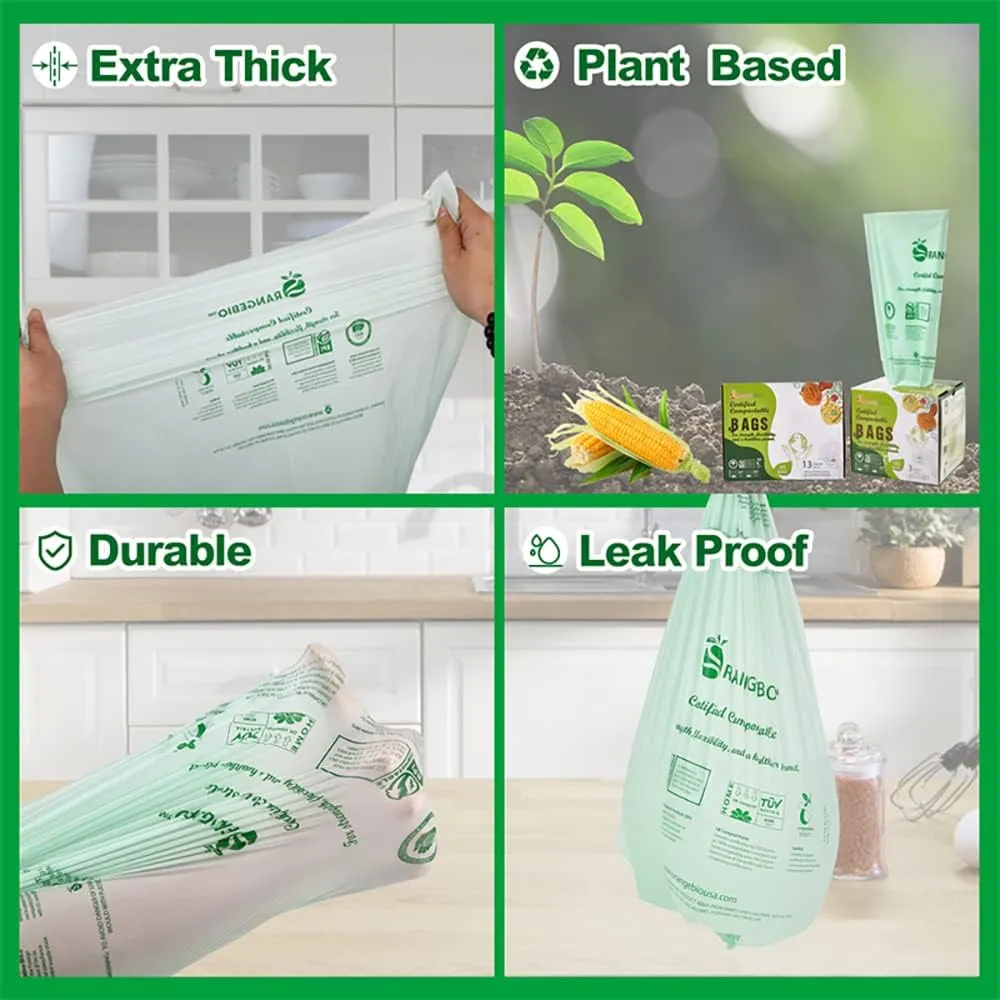 100% Certified Home Compostable To-go bags with Handles,500 ct, Small, Hold 12 lbs, Thank You Bags, Take Out Bags T-Shirt Bags for Restaurants, Bakery Stores, White