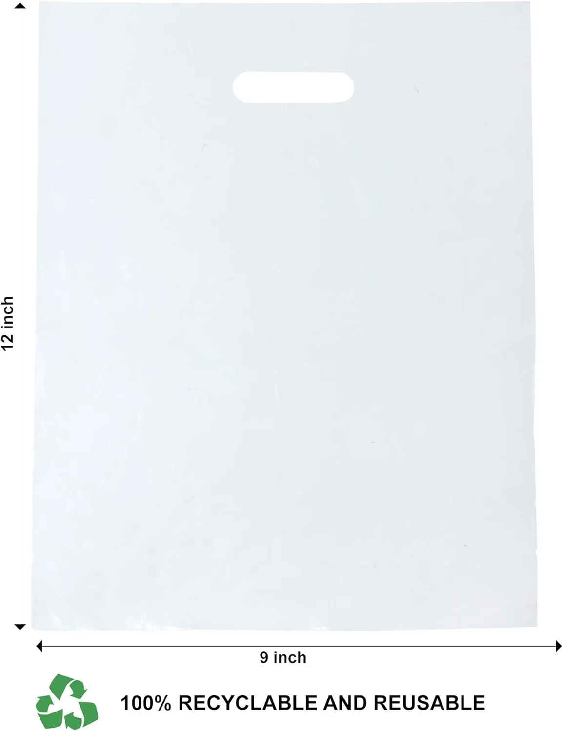 100 Clear Plastic Merchandise Bags With Handles 9"x12" 1.25Mil Thick Glossy Retail Shopping Bag for Small Business, Boutique, Clothing, Trade Show, and Gifts