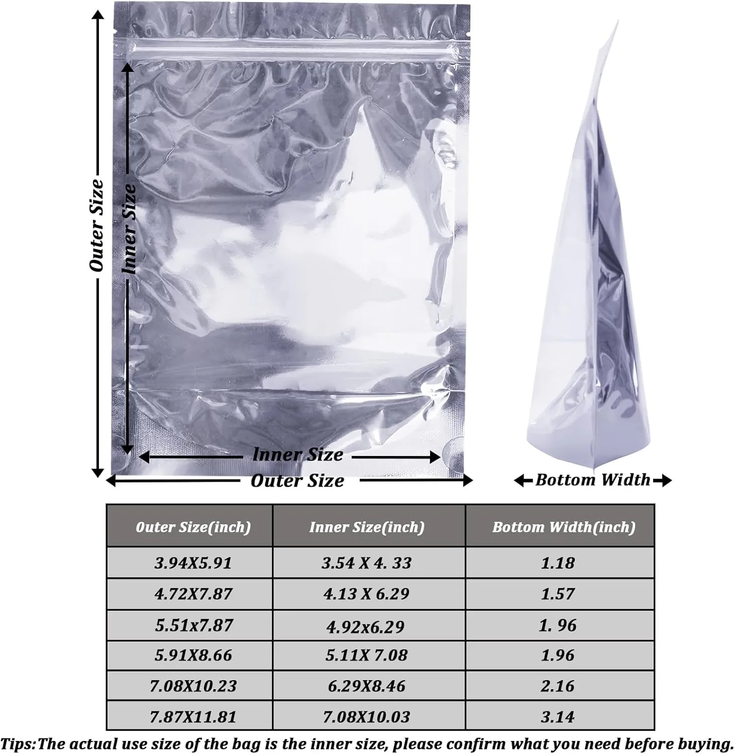 100 Pack Mylar Bags for Food Storage Resealable Aluminum Foil Clear Stand Up Pouch with Front Window 5.51×7.87 Inch Reusable Zipper Lock Food Packaging Heat Seal Bags for Small Business and Home