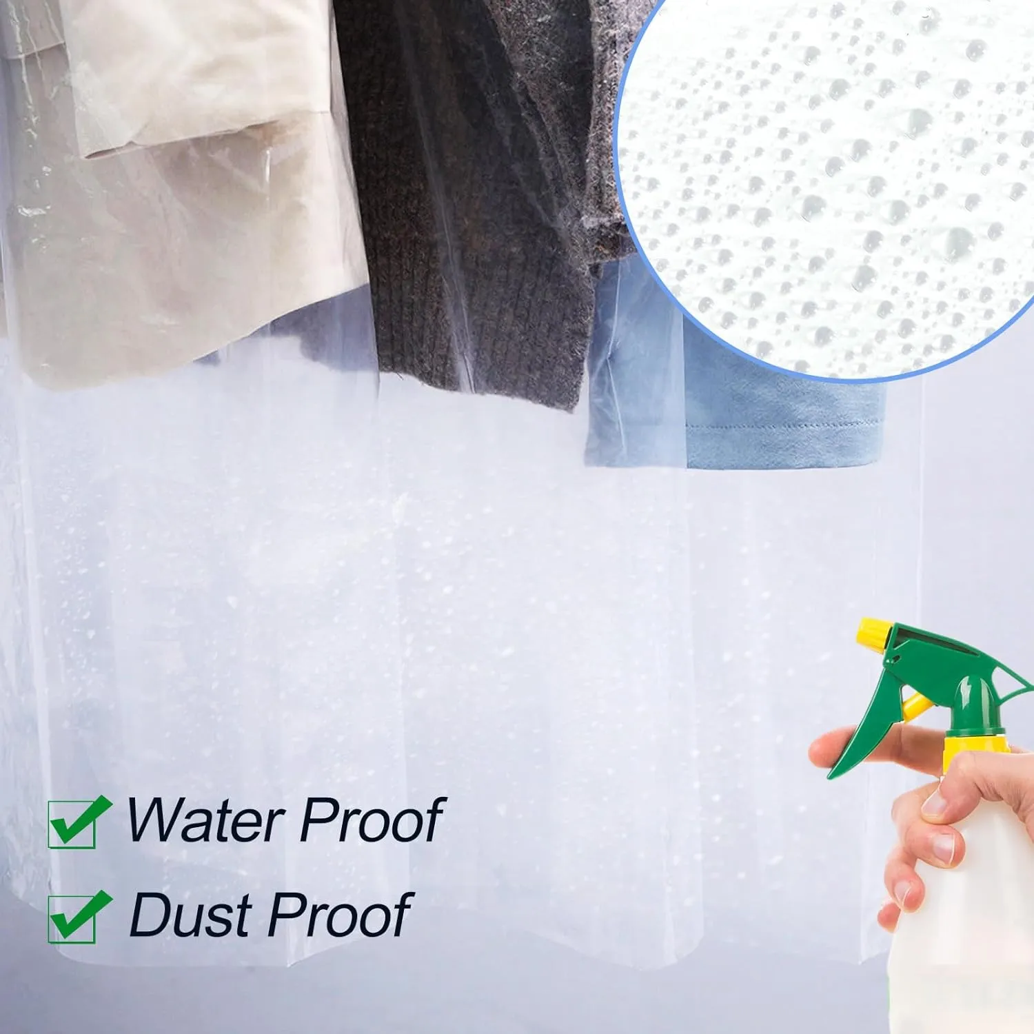 100 Pack Plastic Dry Cleaning Bags, 60x120 cm Dry Cleaner Bags Plastic Clear, Dust-proof Plastic Garment Bags for Dry Cleaner, Home Storage, Travel, Moving, 28-LY-Bags1