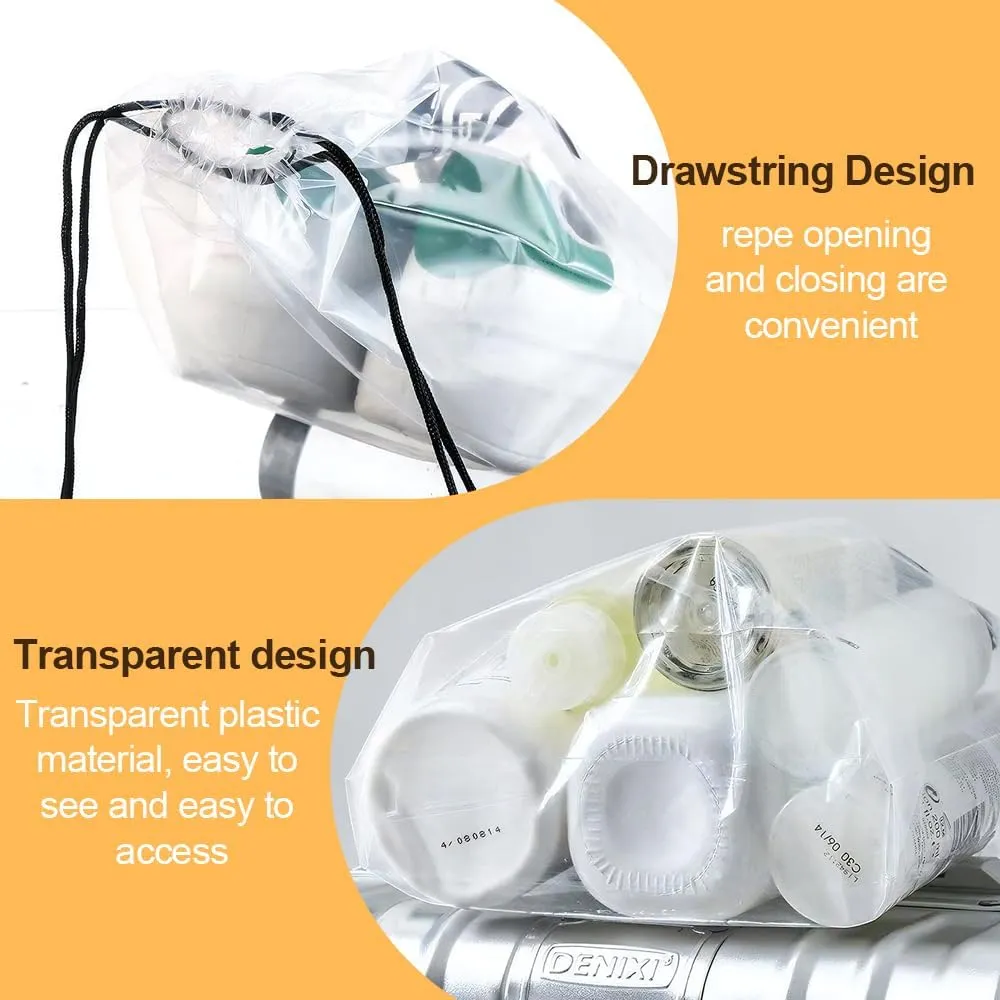 100 Pcs Transparent Drawstring Travel Shoe Bags for Travel Plastic Shoes Bag Clear Plastic Drawstring Bags Dust Bags Shoe Bags for Storage Travel Purses(Transparent, 16" x 11.8")