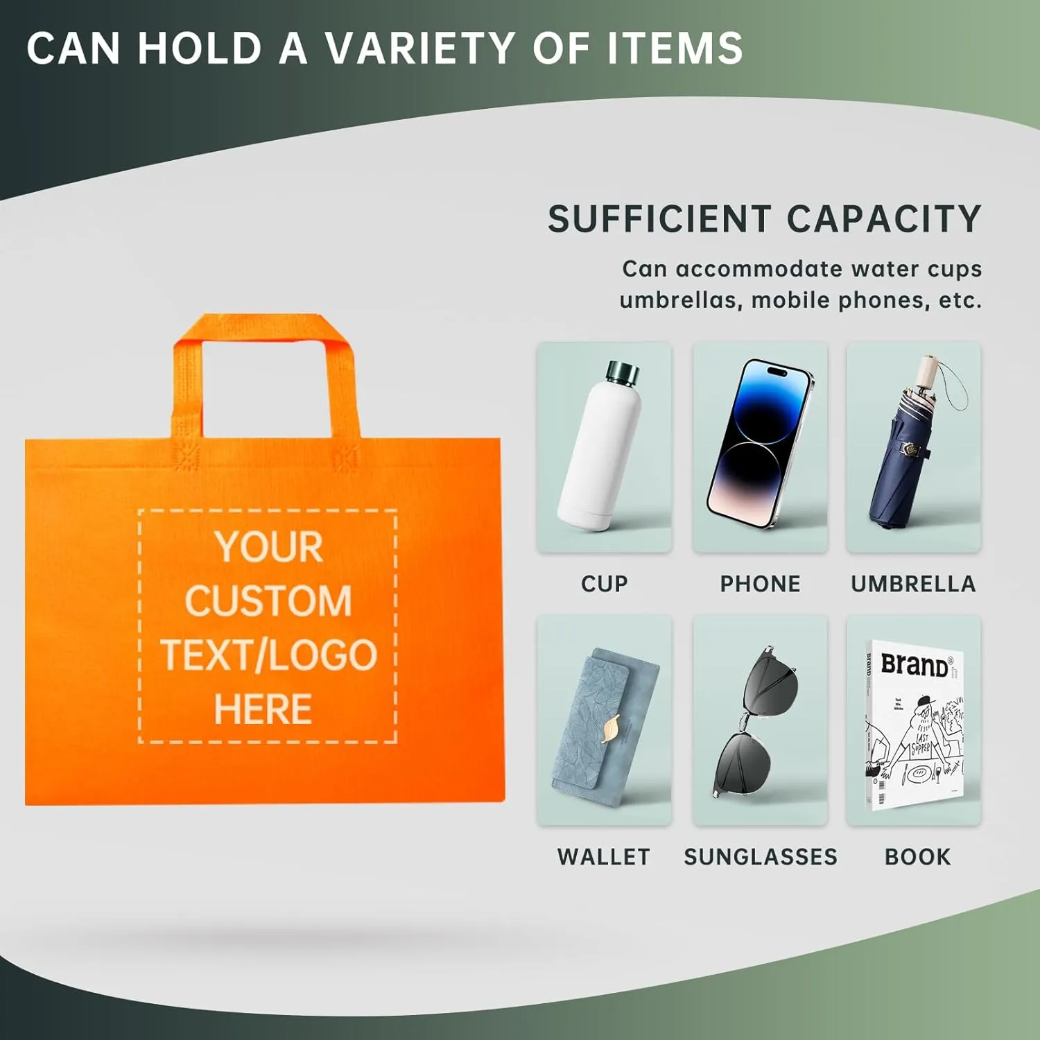100 Reusable Shopping Bags custom bags with logo-Ideal for Company Promotions, commercial advertising,grocery bags