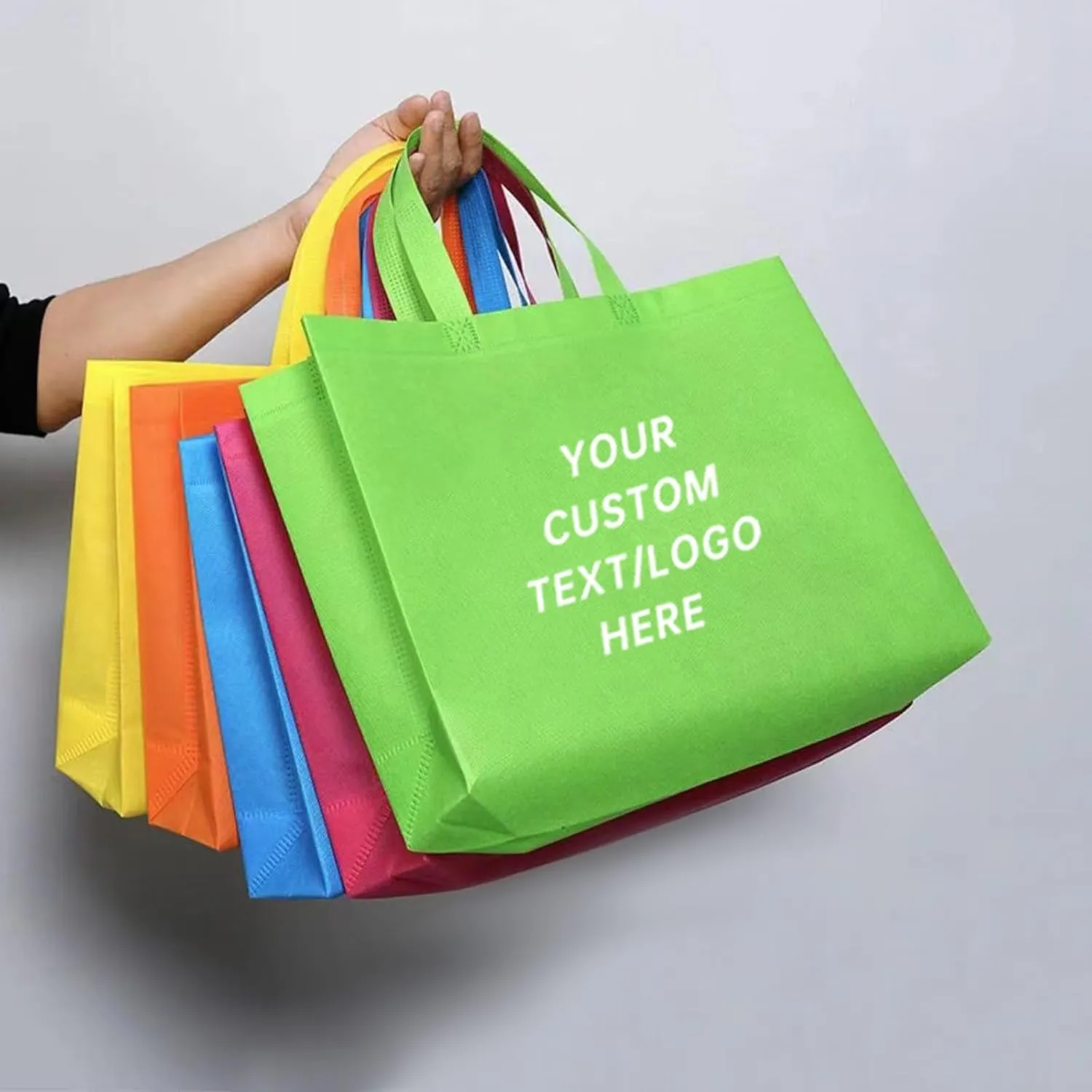 100 Reusable Shopping Bags custom bags with logo-Ideal for Company Promotions, commercial advertising,grocery bags