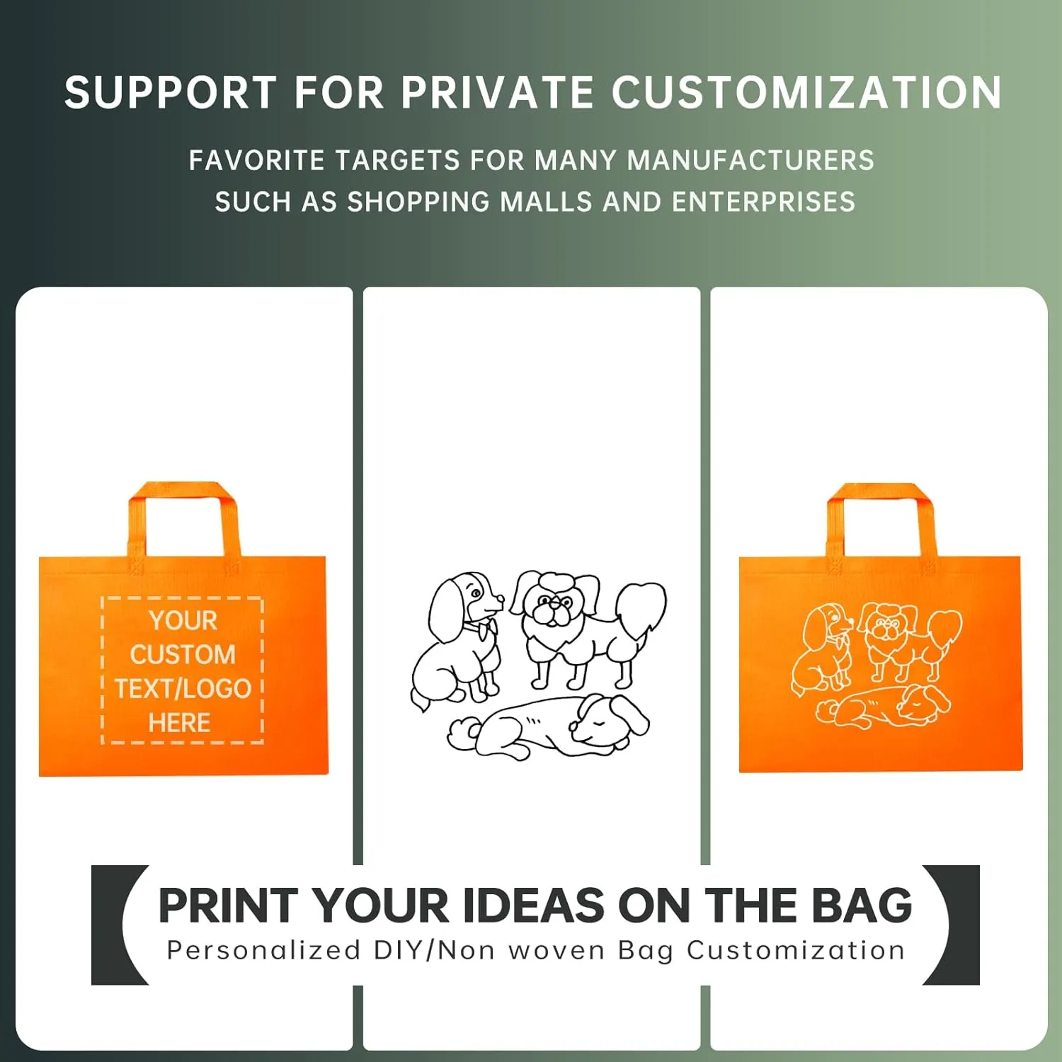 100 Reusable Shopping Bags custom bags with logo-Ideal for Company Promotions, commercial advertising,grocery bags