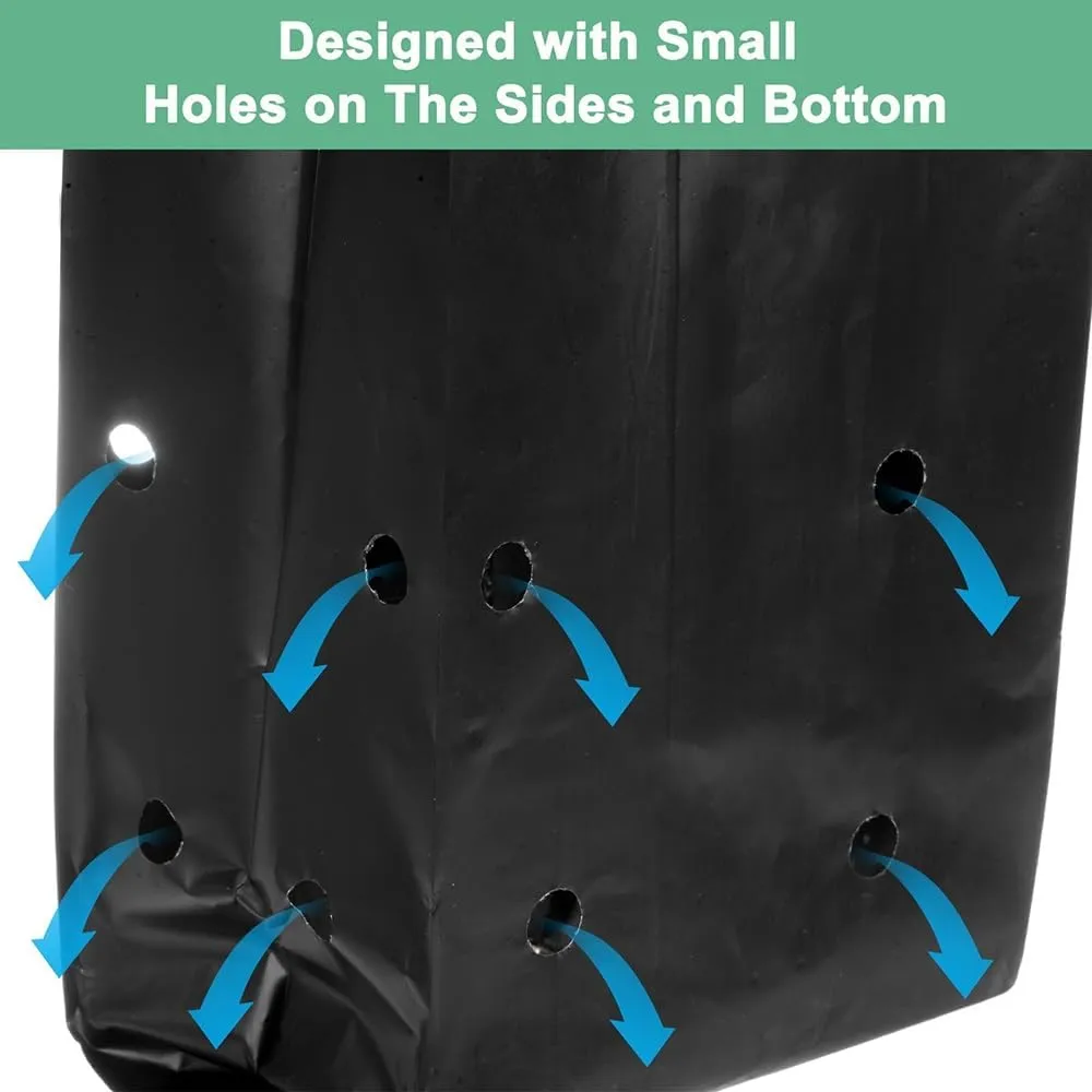 100pcs Black Nursery Grow Bags, Thickened Plastic Nursery Bags, Gardening Seed Plant Bags, Plant Grow Bags with Pores(100pcs,16x18cm)