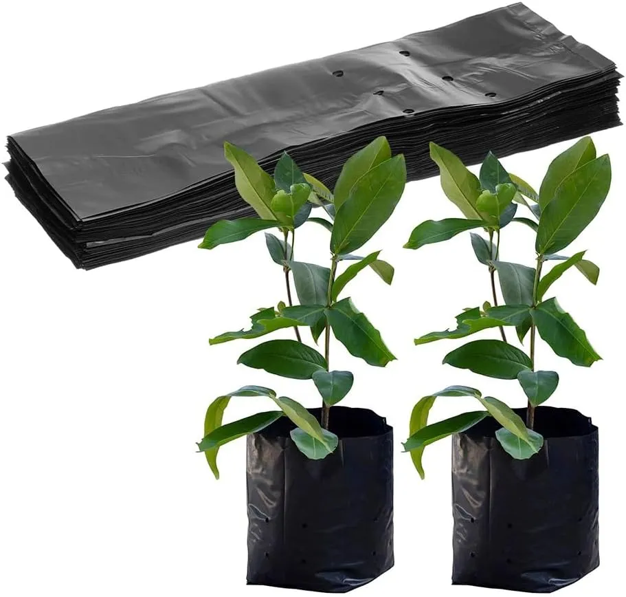 100pcs Black Nursery Grow Bags, Thickened Plastic Nursery Bags, Gardening Seed Plant Bags, Plant Grow Bags with Pores(100pcs,16x18cm)