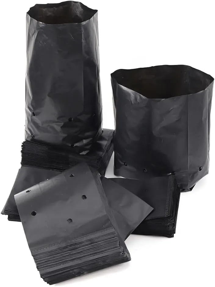 100pcs Black Nursery Grow Bags, Thickened Plastic Nursery Bags, Gardening Seed Plant Bags, Plant Grow Bags with Pores(100pcs,16x18cm)