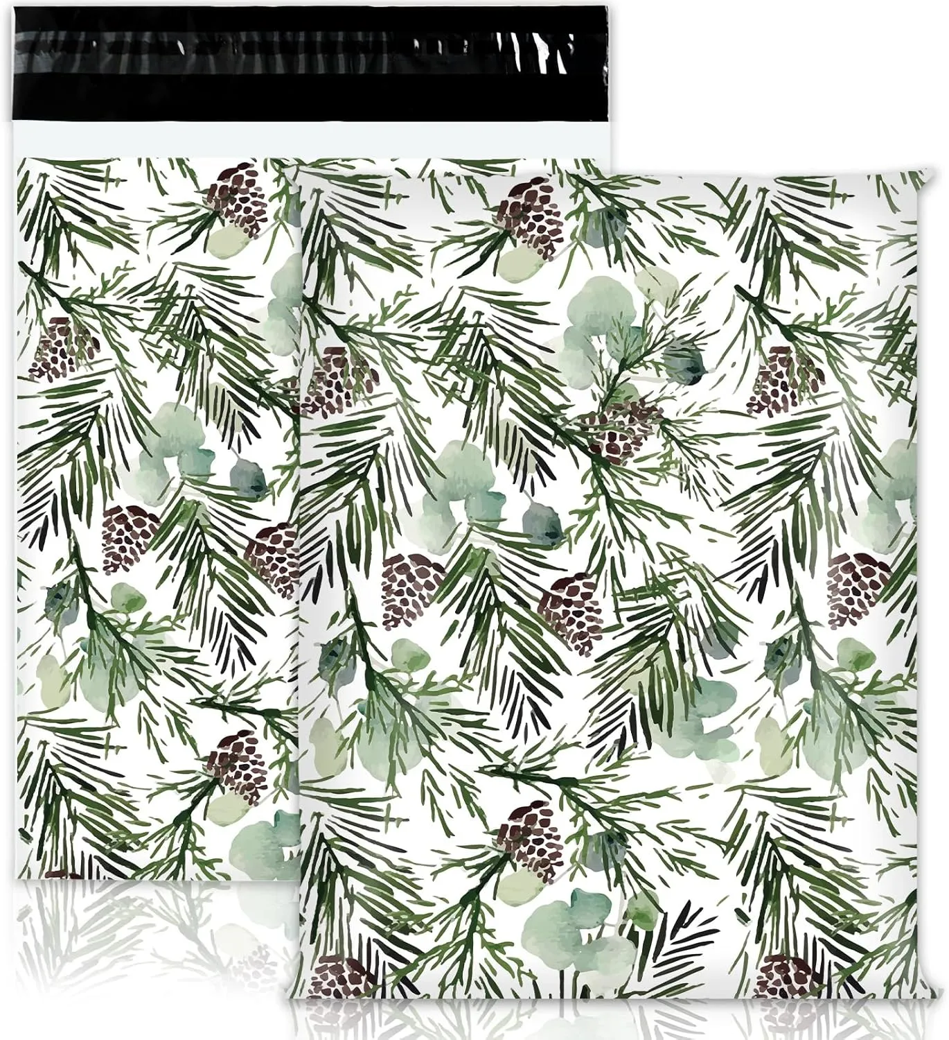 100Pcs Christmas Poly Mailer 10 x 13 Inch Pine Tree Cones Packaging Bags Self Seal Mailing Envelope Bags for Winter Small Business Clothing