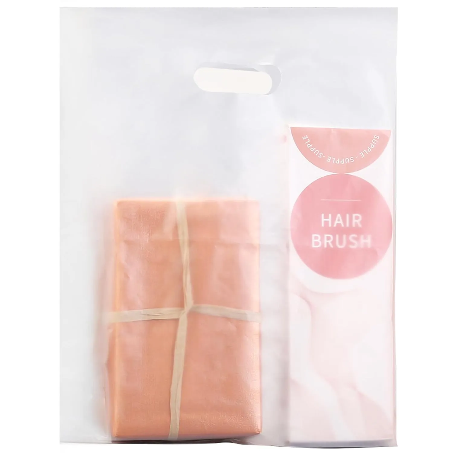 100pcs Plastic Bags With Handles, 12" x 15" Merchandise Shopping Bags for Small Business Retail Boutique Stores