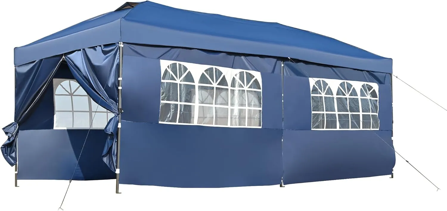 10x20 Pop Up Canopy: Heavy Duty UV Resistant Outdoor Tent - 420D Oxford Fabric with Sidewalls & Wheeled Bag - Perfect for Weddings Parties & Market Events