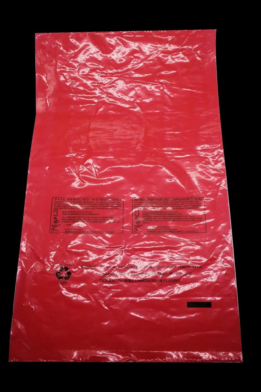 11" x 19" LDPE Clear RED Plastic Flat Open Poly Bag Roll 1.25 mil - 4 Roll (460pcs)
