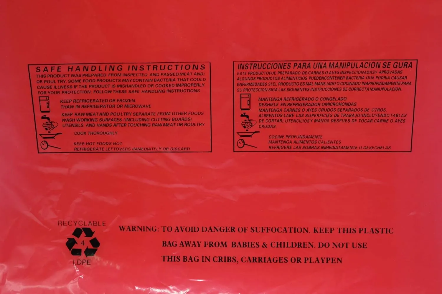 11" x 19" LDPE Clear RED Plastic Flat Open Poly Bag Roll 1.25 mil - 4 Roll (460pcs)