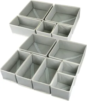 12 Pack Drawer Organizer for Clothing, Foldable Cloth Drawer Dividers Storage Bins, Clothes Drawer Organizer for Underwear,Folded Clothes,Baby Clothing,Socks,Bra,Towels,Ties