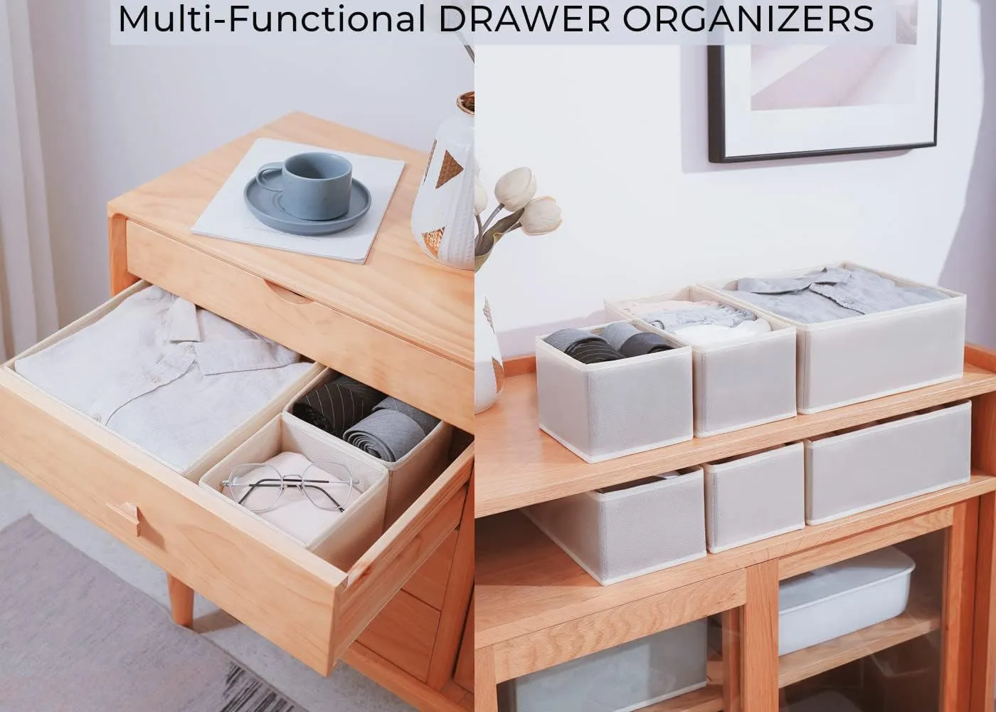 12 Pack Drawer Organizer for Clothing, Foldable Cloth Drawer Dividers Storage Bins, Clothes Drawer Organizer for Underwear,Folded Clothes,Baby Clothing,Socks,Bra,Towels,Ties