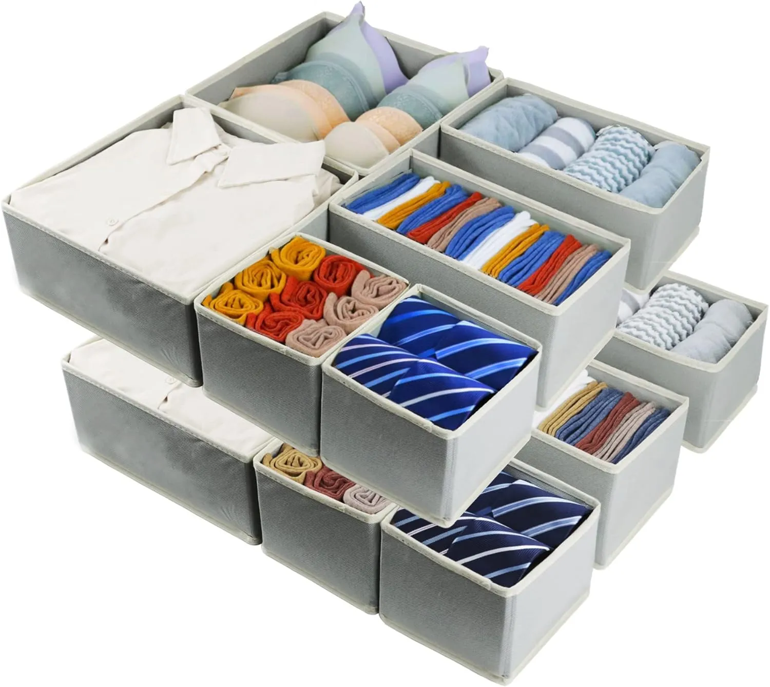 12 Pack Drawer Organizer for Clothing, Foldable Cloth Drawer Dividers Storage Bins, Clothes Drawer Organizer for Underwear,Folded Clothes,Baby Clothing,Socks,Bra,Towels,Ties