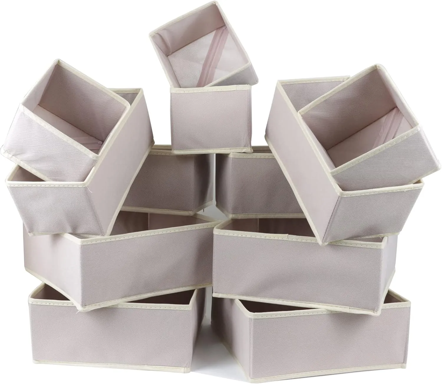 12 Pack Drawer Organizers for Clothing, Foldable Clothes Drawer Organizer for Underwear, Folded Clothes, Baby Clothing, Socks, Bra, Towels, Ties - Multi-pack Storage Box (Pink)