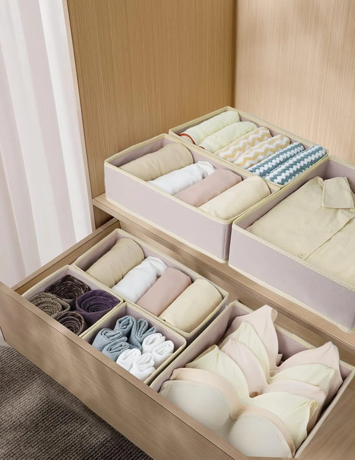 12 Pack Drawer Organizers for Clothing, Foldable Clothes Drawer Organizer for Underwear, Folded Clothes, Baby Clothing, Socks, Bra, Towels, Ties - Multi-pack Storage Box (Pink)