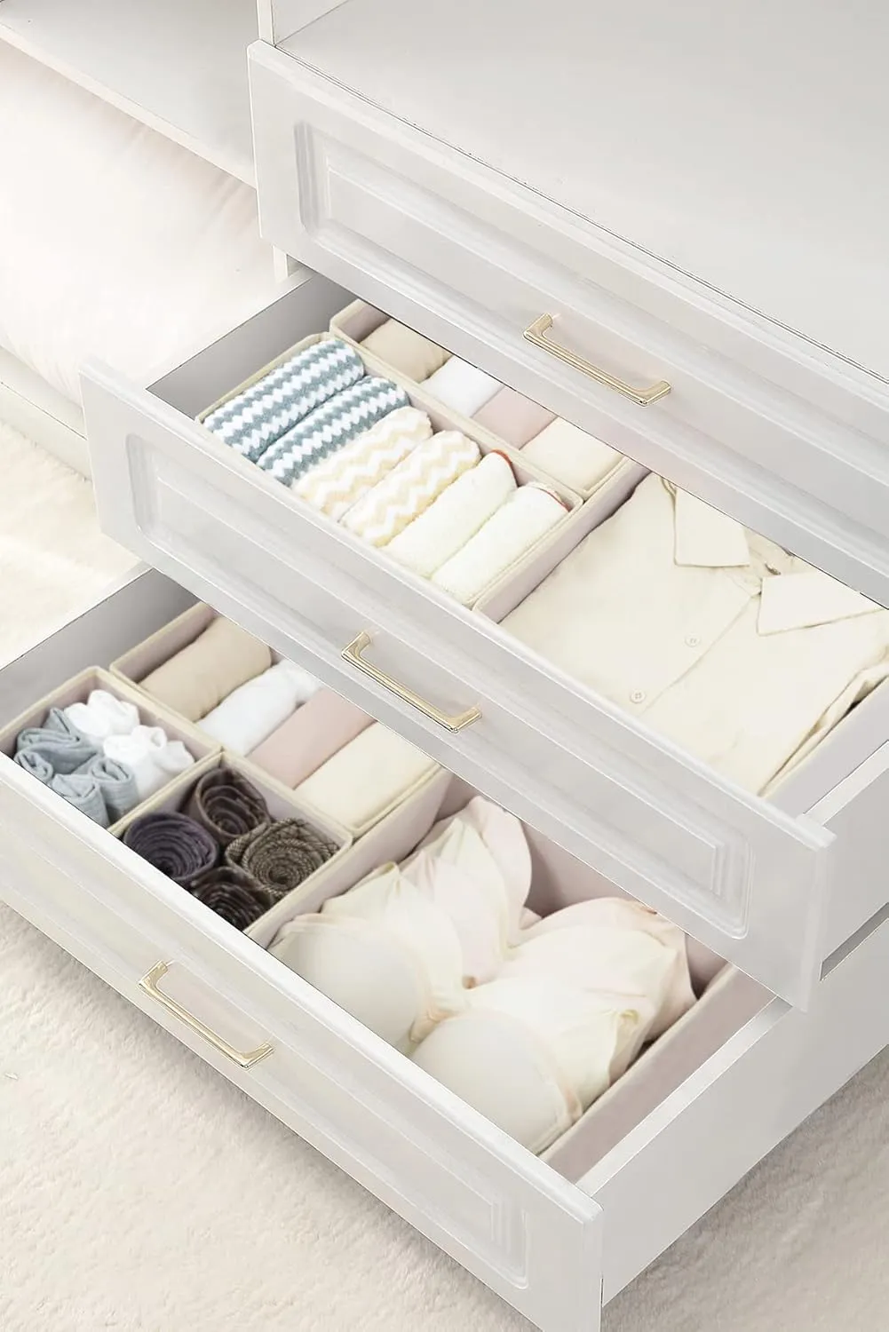 12 Pack Drawer Organizers for Clothing, Foldable Clothes Drawer Organizer for Underwear, Folded Clothes, Baby Clothing, Socks, Bra, Towels, Ties - Multi-pack Storage Box (Pink)