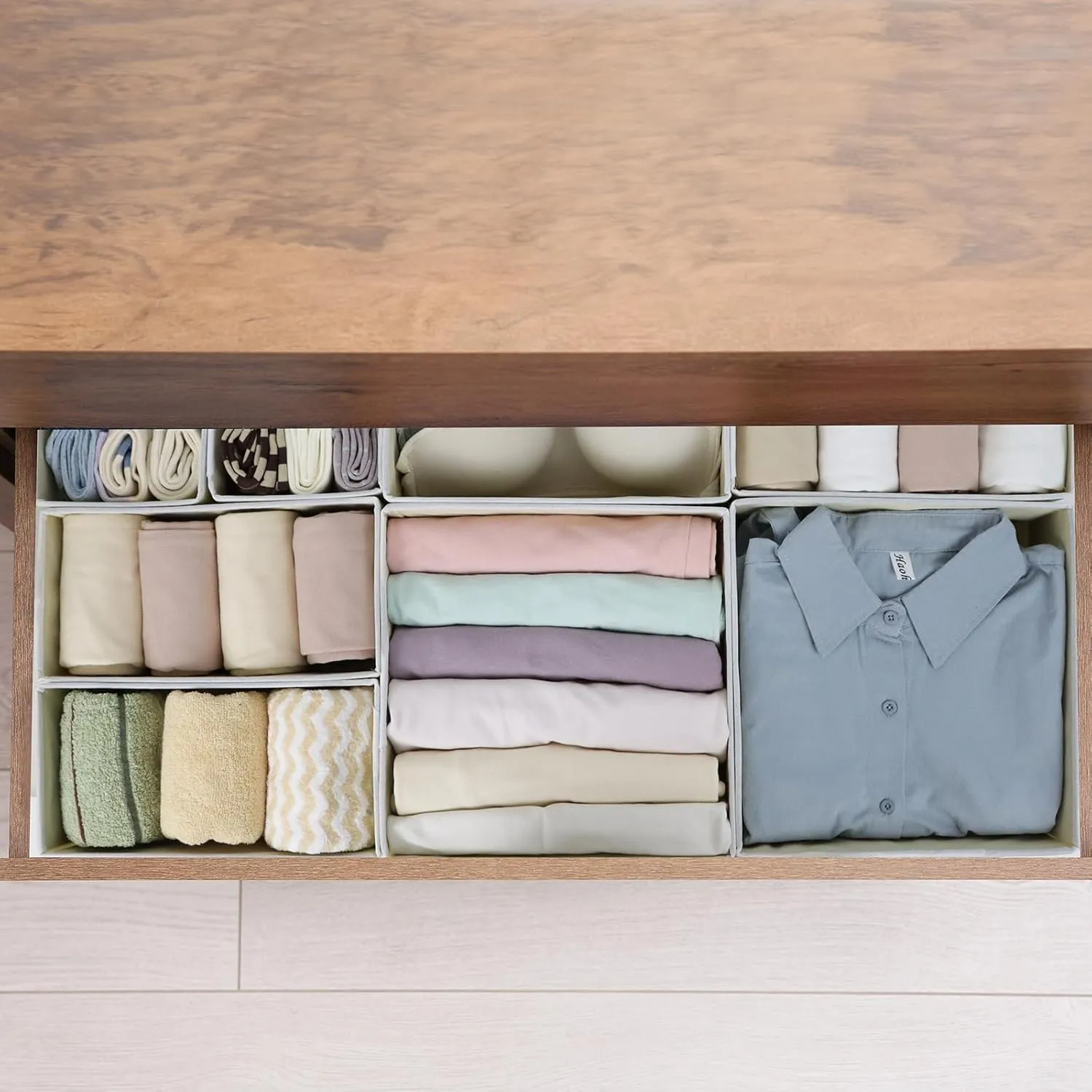 12 Pack Drawer Organizers for Clothing, Foldable Clothes Drawer Organizer for Underwear, Folded Clothes, Baby Clothing, Socks, Bra, Towels, Ties - Multi-pack Storage Box (Yellow)