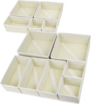 12 Pack Drawer Organizers for Clothing, Foldable Clothes Drawer Organizer for Underwear, Folded Clothes, Baby Clothing, Socks, Bra, Towels, Ties - Multi-pack Storage Box (Yellow)