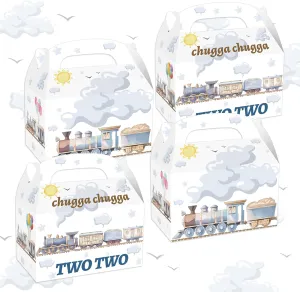 12 PCS Tarin Party Supplies Train Party Favor Bags Boxes Goodies Candy Treat Bags for Chugga Chugga Two Two Party Decoration Choo Choo Im Two Birthday