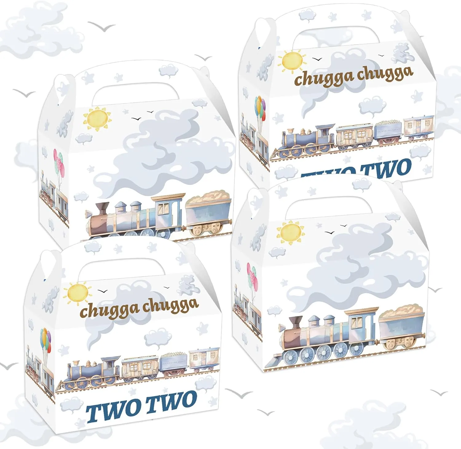 12 PCS Tarin Party Supplies Train Party Favor Bags Boxes Goodies Candy Treat Bags for Chugga Chugga Two Two Party Decoration Choo Choo Im Two Birthday