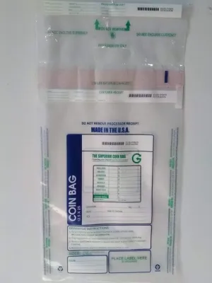 12.5x25 Extra Large Coin Bag Plastic Cash Deposit (Package of 50)