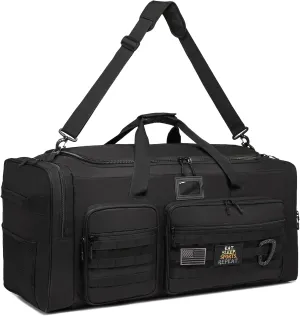 135L Large Military Tactical Duffle Bag, Travel Weekender Bag for Men Women, Sports Gym Bag with Insulated Pocket & Adjustable Strap, Black