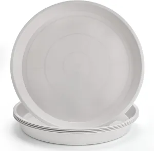 14-Inch Whited Plant Saucer for Indoors, 5 Packs Sturdy Plastic Plant Trays 12 inches in Base, Flower Pot Saucers for Outdoors.