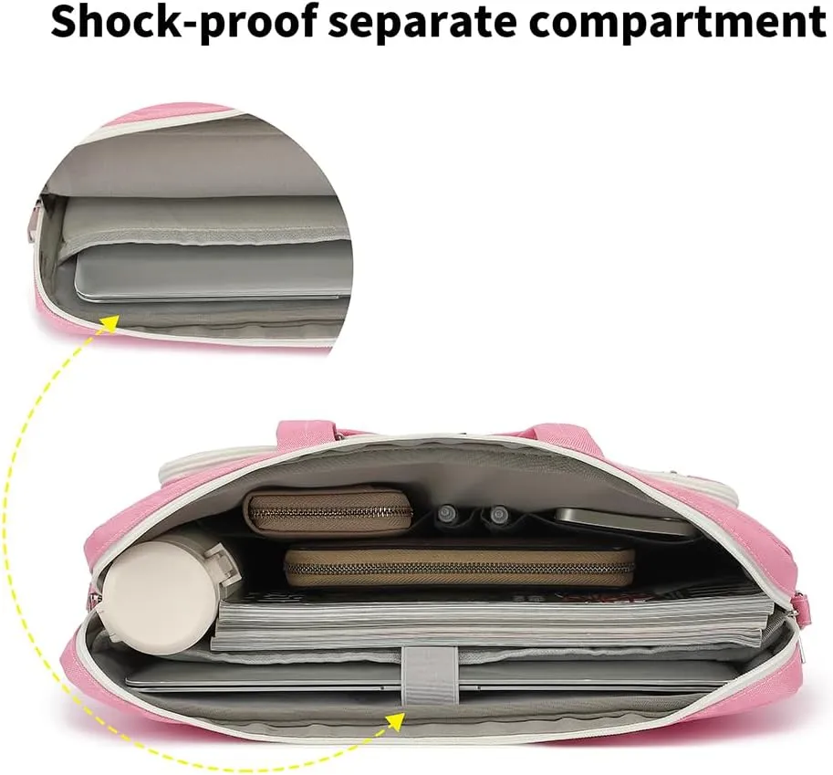 15-15.6 inch Laptop Shoulder Bag, for MacBook Pro 16, Hp Lenovo Dell 14 inch Waterproof Messenger Bag Case Sleeve (pink)