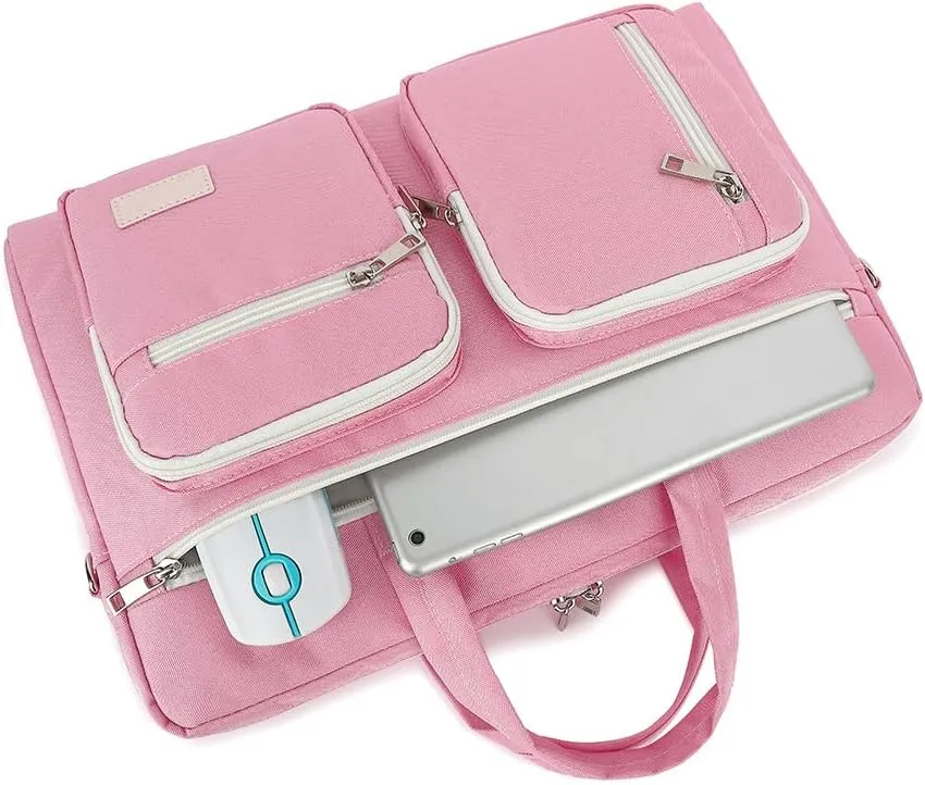 15-15.6 inch Laptop Shoulder Bag, for MacBook Pro 16, Hp Lenovo Dell 14 inch Waterproof Messenger Bag Case Sleeve (pink)