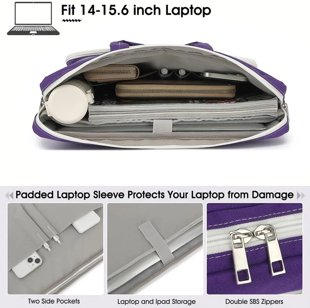 15-15.6 inch Laptop Shoulder Bag, for MacBook Pro 16, Hp Lenovo Dell 14 inch Waterproof Messenger Bag Case Sleeve (purple)