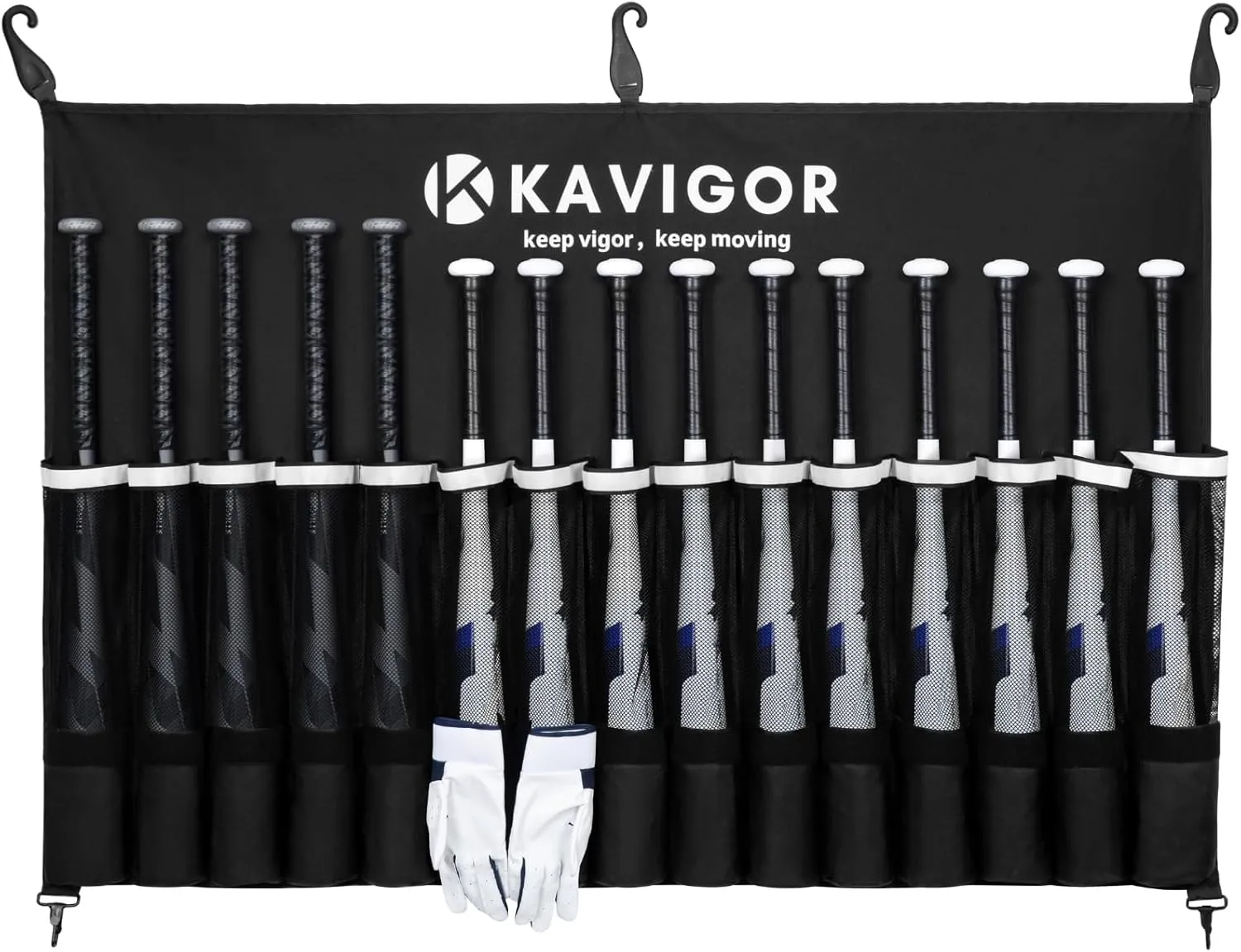 15-Bat Baseball/Softball Dugout Organizer - 900D Military-Grade Fabric & Reinforced Hooks, Holds Bats/Gloves on Fence