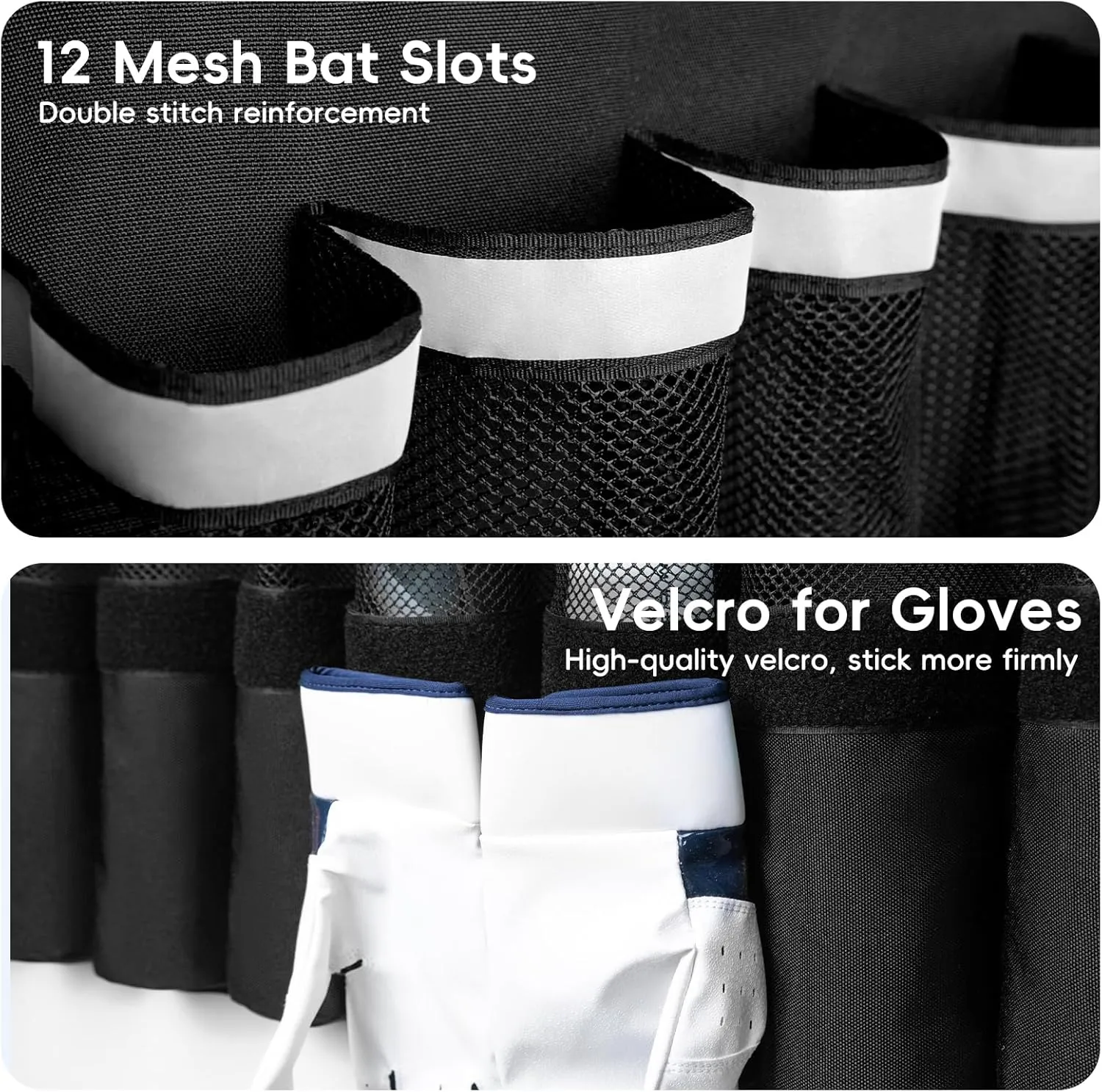 15-Bat Baseball/Softball Dugout Organizer - 900D Military-Grade Fabric & Reinforced Hooks, Holds Bats/Gloves on Fence