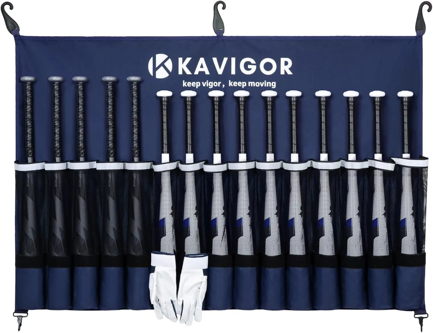15-Bat Baseball/Softball Dugout Organizer - 900D Military-Grade Fabric & Reinforced Hooks, Holds Bats/Gloves on Fence