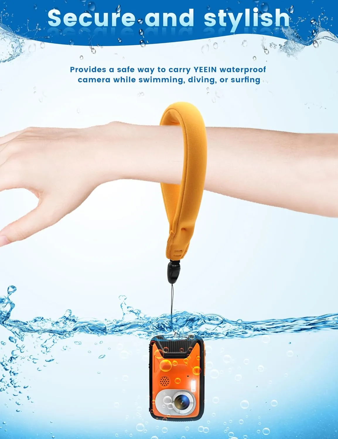 16FT Underwater Camera with Floating Strap and 32G Card, 30MP 18X Zoom Rechargeable Waterproof Camera for Snorkeling Swimming