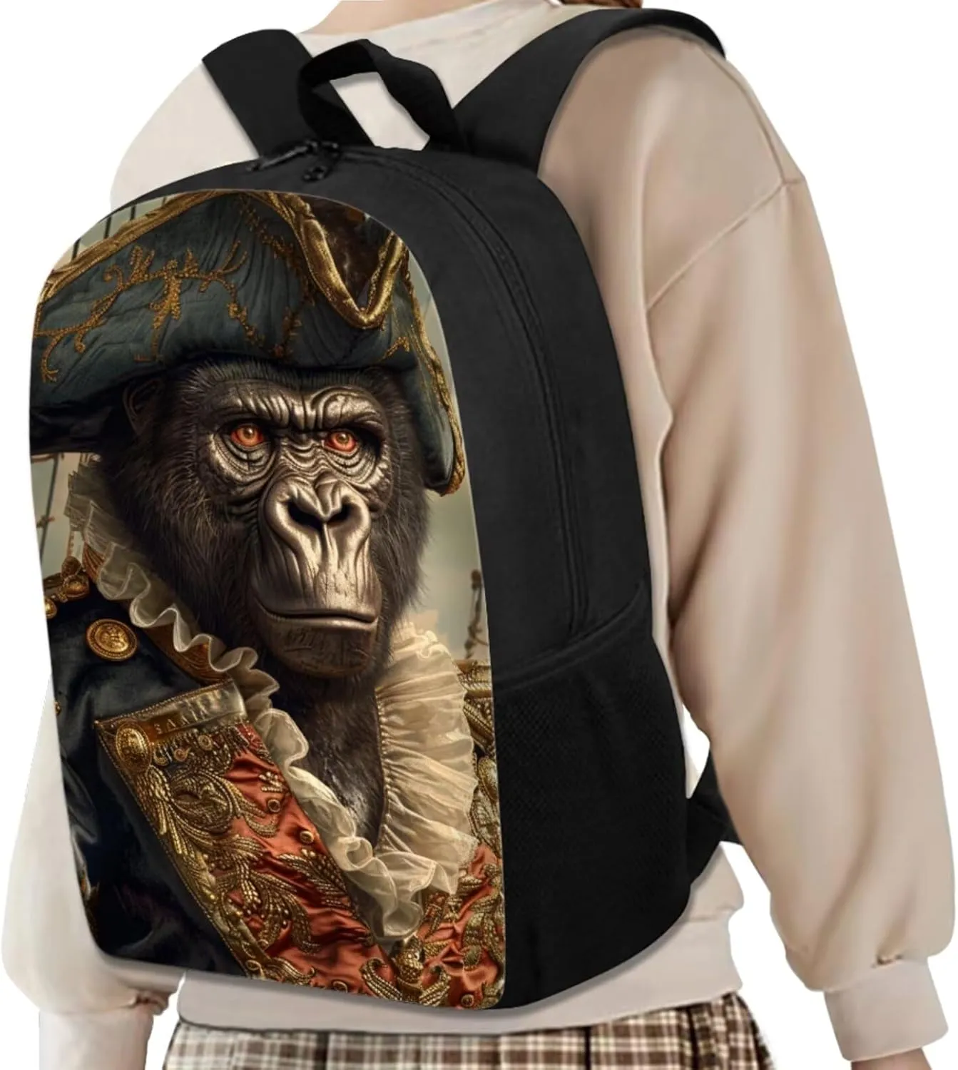 17 Inch Animal Print School Backpack And Lunch Box Set for Kids Lightweight Amazing Gorilla Backpack for Boys Girls Sturdy School Bag with Insulated Lunchbox Pencil Case Student Bookbag