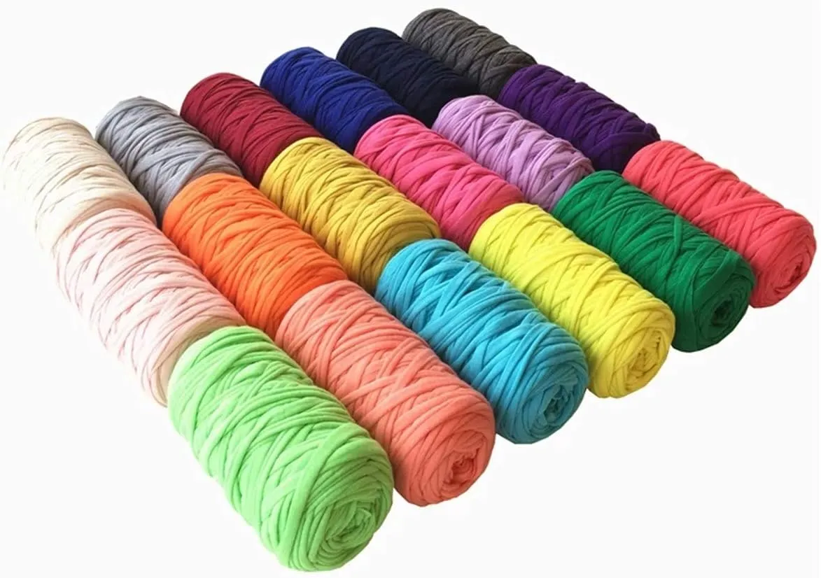 1PCS 250g 8.1oz Soild Color Fancy Yarns DIY Bag Handbag Carpet Cushion Cotton Cloth T-Shirt Yarn Knitting Crochet Yarn Pet Cave Basket Crochet Bag Fabric Yarn