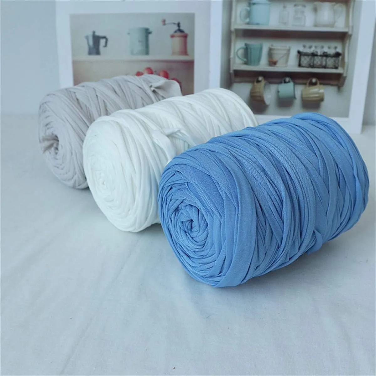 1PCS 250g 8.1oz Soild Color Fancy Yarns DIY Bag Handbag Carpet Cushion Cotton Cloth T-Shirt Yarn Knitting Crochet Yarn Pet Cave Basket Crochet Bag Fabric Yarn