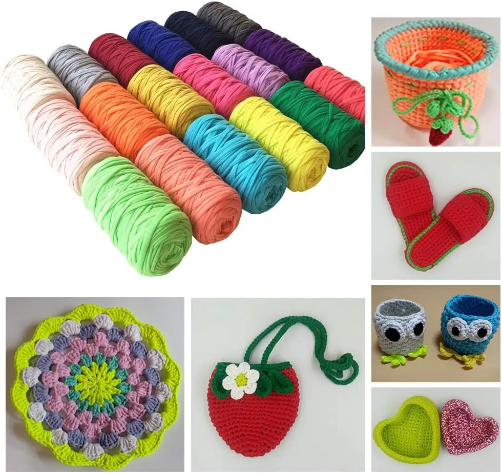 1PCS 250g 8.1oz Soild Color Fancy Yarns DIY Bag Handbag Carpet Cushion Cotton Cloth T-Shirt Yarn Knitting Crochet Yarn Pet Cave Basket Crochet Bag Fabric Yarn
