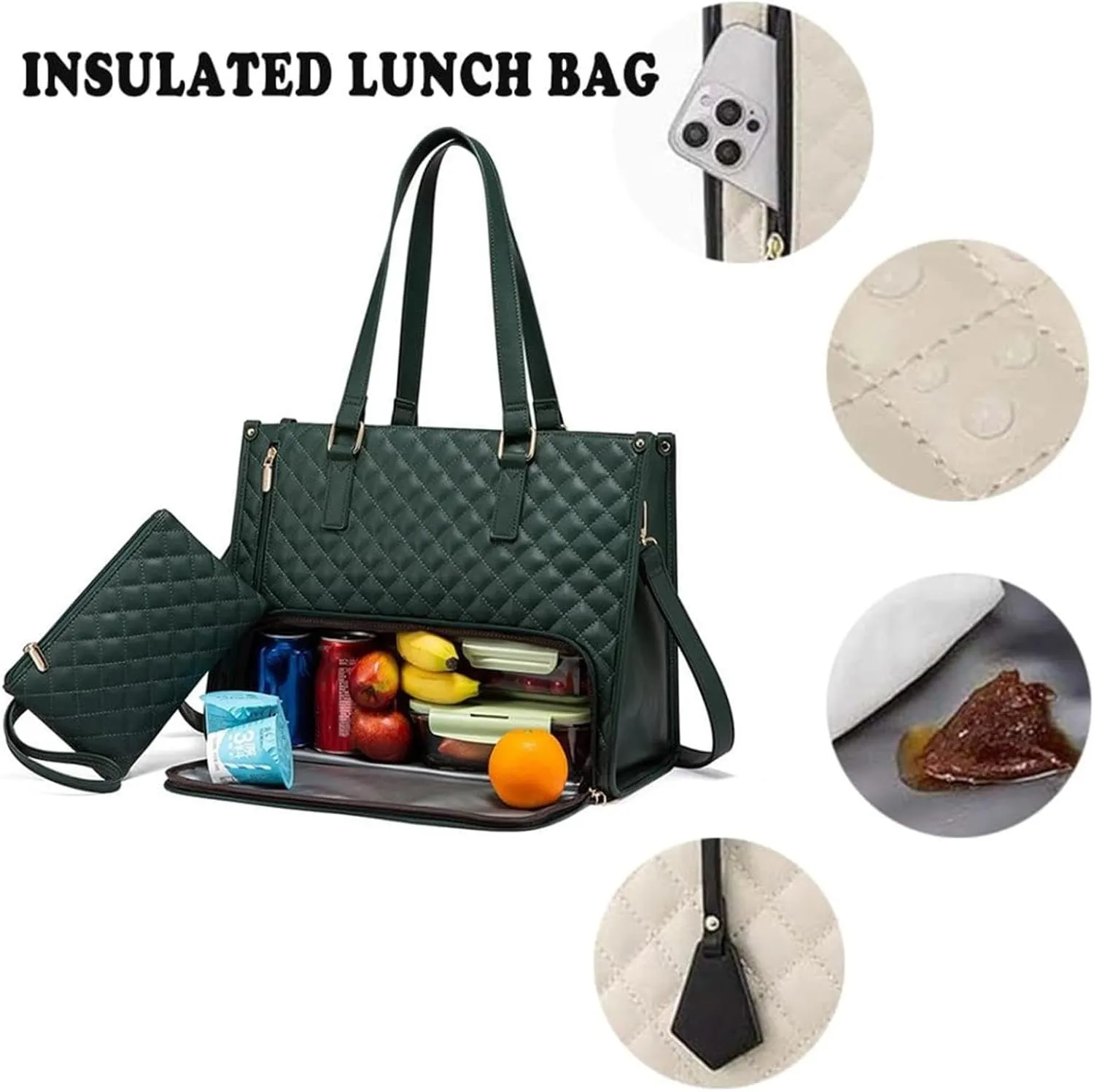 2-in-1 Insulated Work Tote with Lunch Compartment - 15.6 Inch Women's Office Purse, Leakproof Thermal Bag for Laptop & Meal Prep, Spacious Designer Carryall for Professionals (Wine Red, 16.5x13 inch)