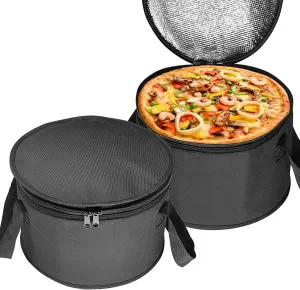 2 Pack 11X7 inch Oversized Insulated Round Thermal Casserole Food Carrier,Reusable Insulated Lunch Cooler Bag,Pie Carrier for Potluck,Picnics,Collapsible Cooler for Hot/Cold Food (Black)